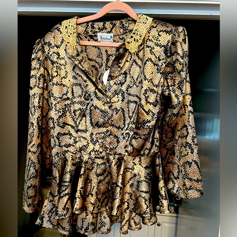 1980s snake print blouse